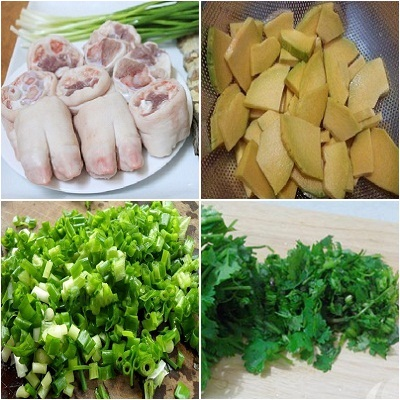 chân giò hầm bí đỏ nguyên liệu