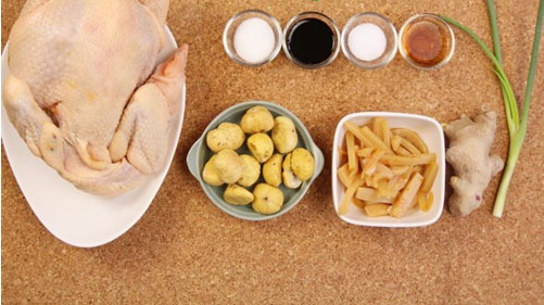 nguyên liệu gà kho gừng