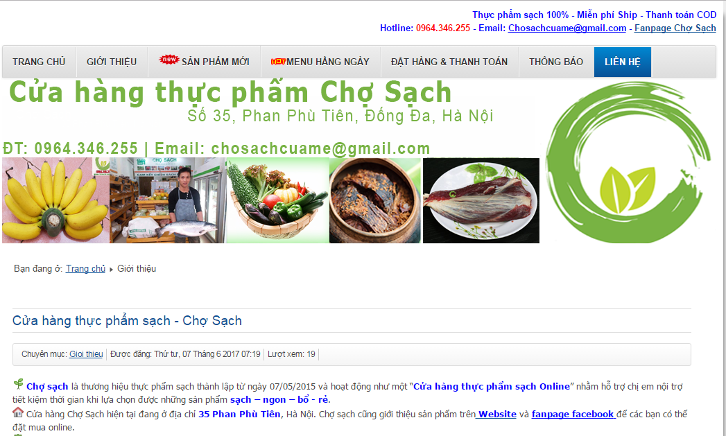 website cửa hàng thực phẩm sạch